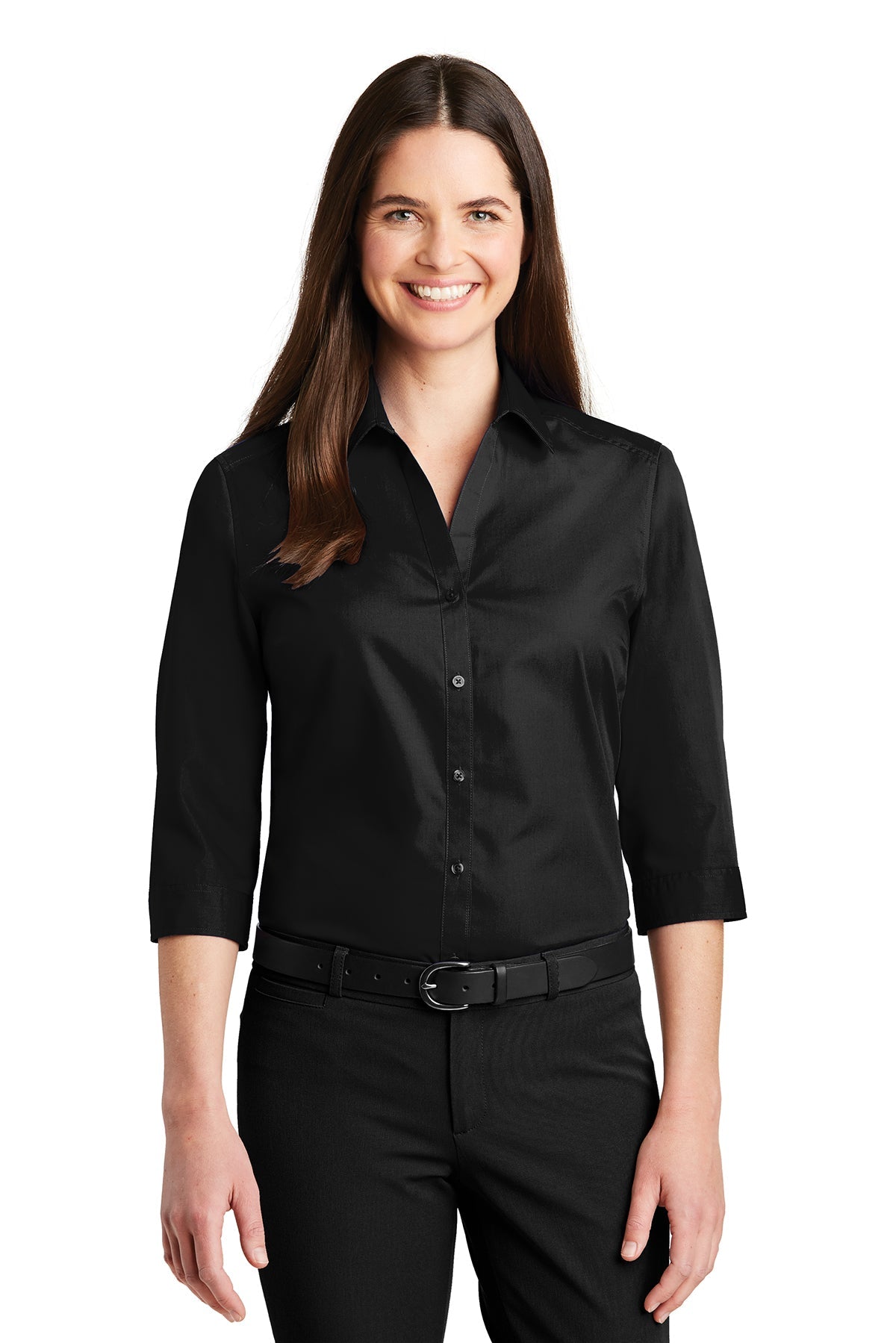Port Authority® Ladies 3/4-Sleeve Carefree Poplin Shirt. LW102